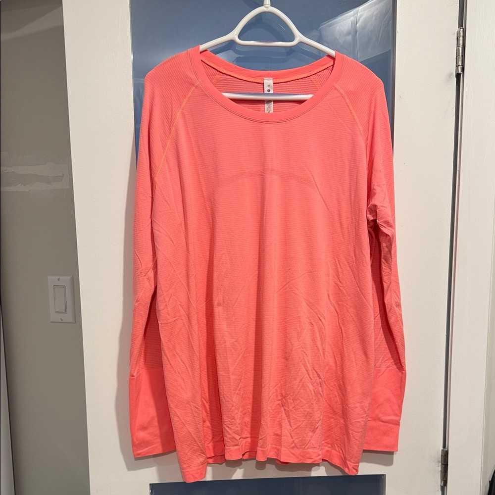 Lululemon Athletica Vibrant Coral/ Pink Long Sleeve Top